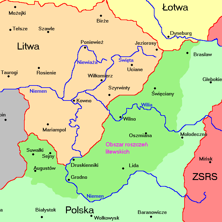Lenkijos šovinizmo žemėlapis, licvinus vadinat lenkų tamsuoliais separatistais kresais
