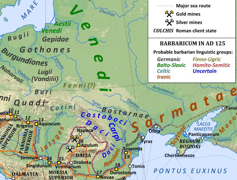 Europos žemėlapis romėnų akimis mūsų eros 125-aisiais metais
